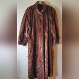 Saks Fifth Avenue Birger Christensen F/L Directional Whiskey Mink Coat L-XL
